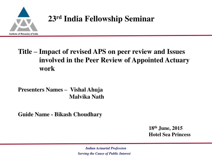 Impact of Revised APS on Peer Review in Appointed Actuary Work