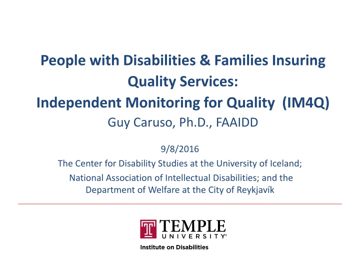 Independent Monitoring for Quality in Disability Services