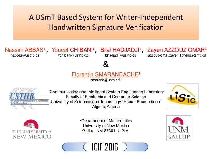 a dsmt based system for writer independent n.w