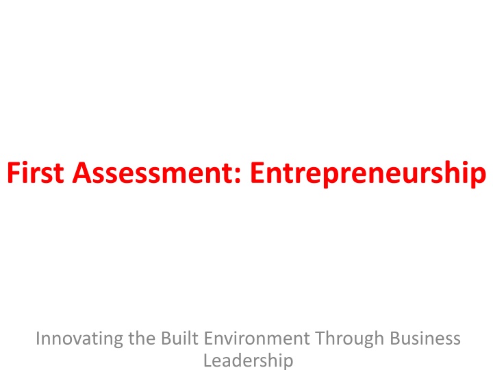 first assessment entrepreneurship n.w