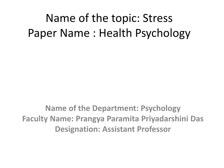 name of the topic stress paper name health n.w