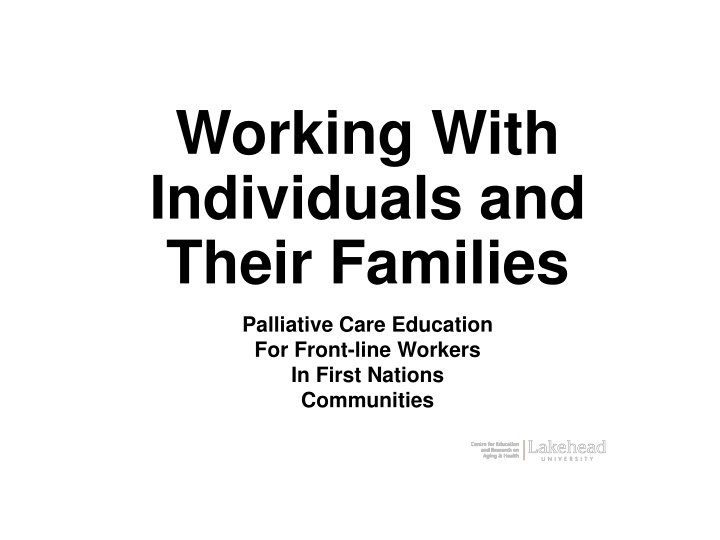 working with individuals and their families n.w