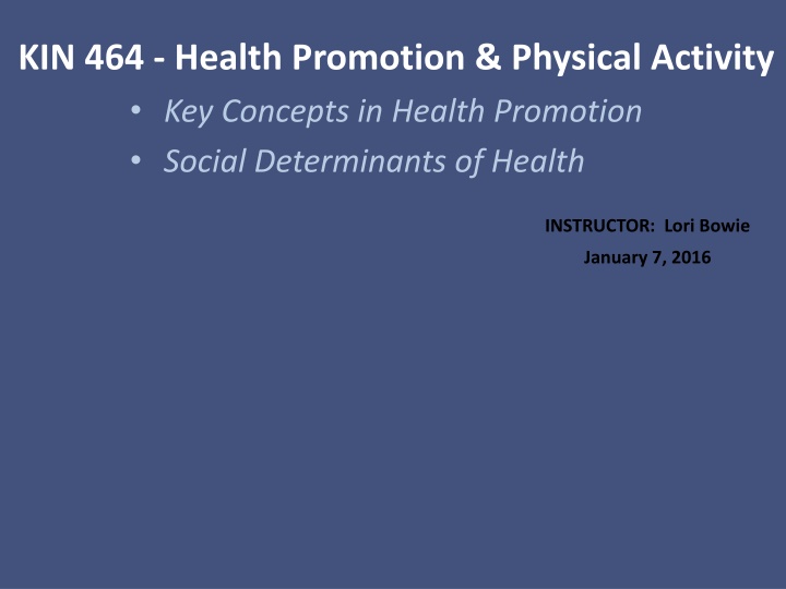 kin 464 health promotion physical activity n.w