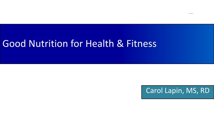 good nutrition for health fitness n.w