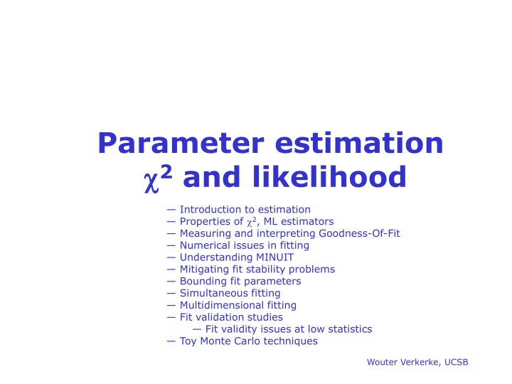 parameter estimation 2 and likelihood n.w