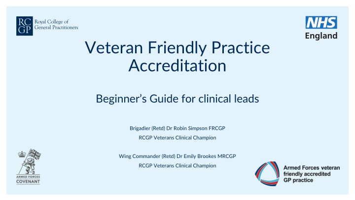 Veteran-Friendly Practice Accreditation: Clinical Lead's Guide