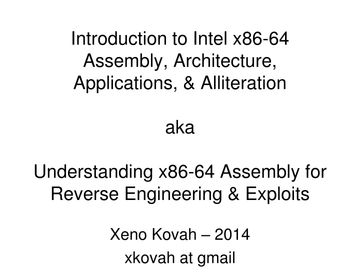 introduction to intel x86 64 assembly n.w