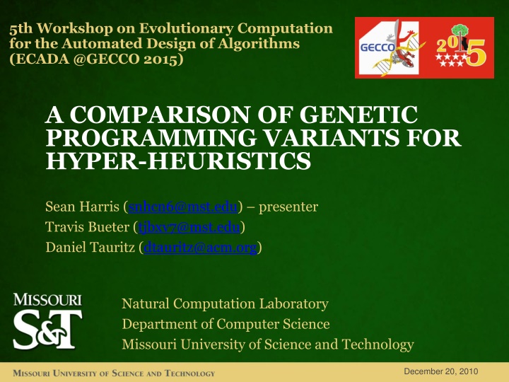 5th workshop on evolutionary computation n.w