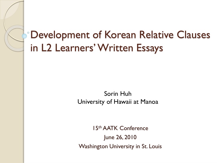 development of korean relative clauses n.w