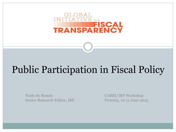 public participation in fiscal policy n.w