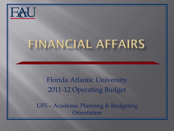 Florida Atlantic University 2011-12 Operating Budget