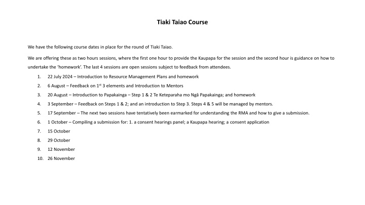tiaki taiao course n.w