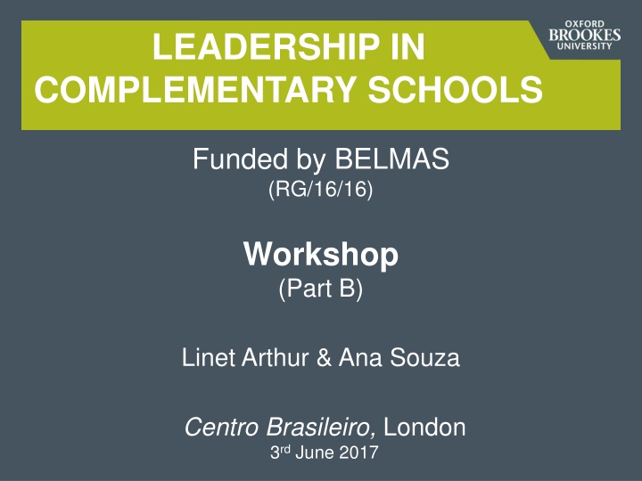 leadership in complementary schools n.w
