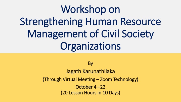 workshop on workshop on strengthening human n.w