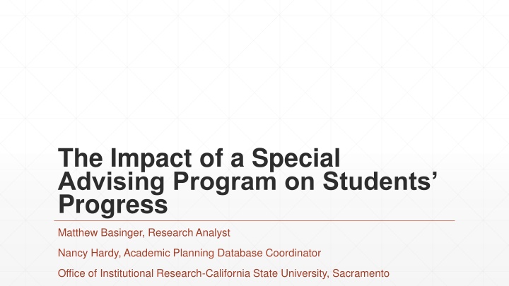 Impact of Special Advising Program on Student Progress