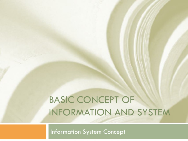 basic concept of information and system n.w