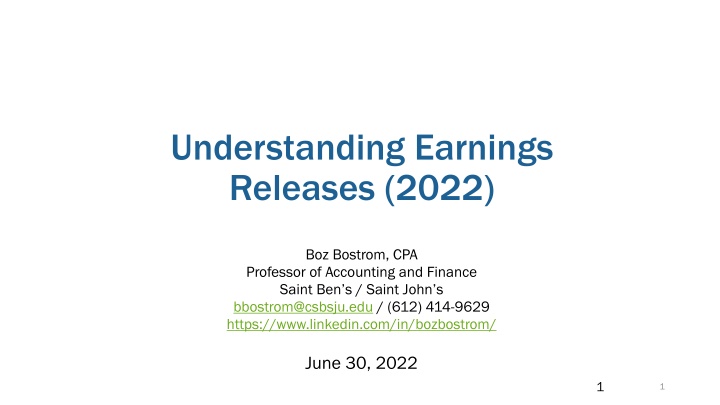 understanding earnings releases 2022 n.w