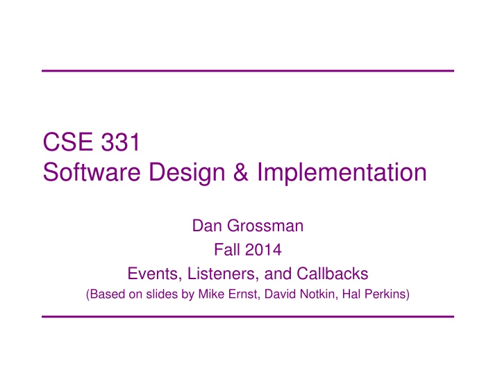 cse 331 software design implementation n.w