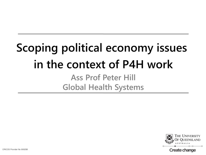 scoping political economy issues in the context n.w