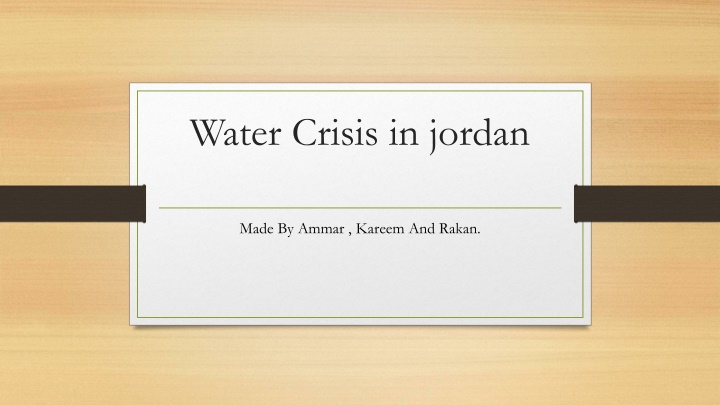 water crisis in jordan n.w