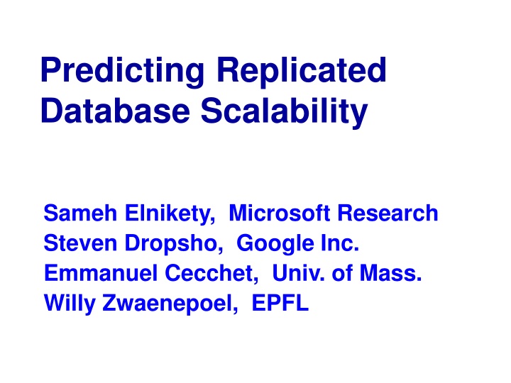 predicting replicated database scalability n.w