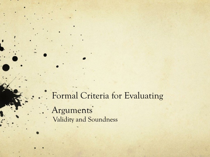 formal criteria for evaluating arguments validity n.w