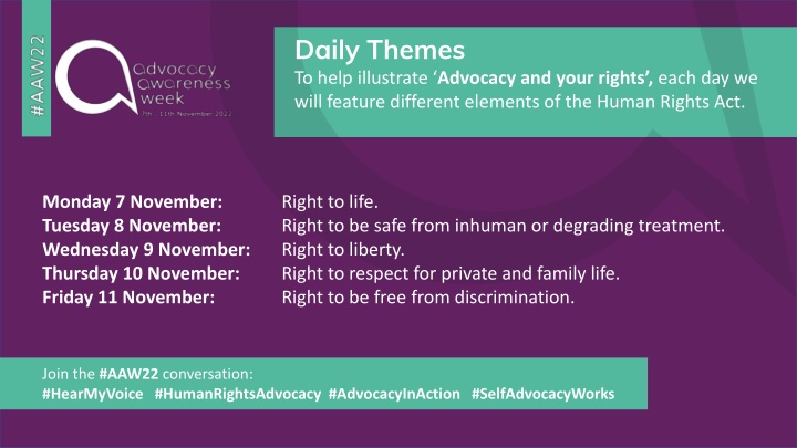daily themes to help illustrate advocacy and your n.w