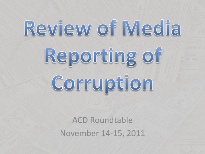 review of media reporting of corruption n.w