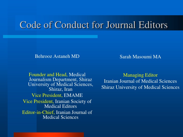 code of conduct for journal editors n.w