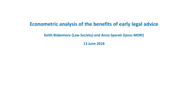 econometric analysis of the benefits of early n.w