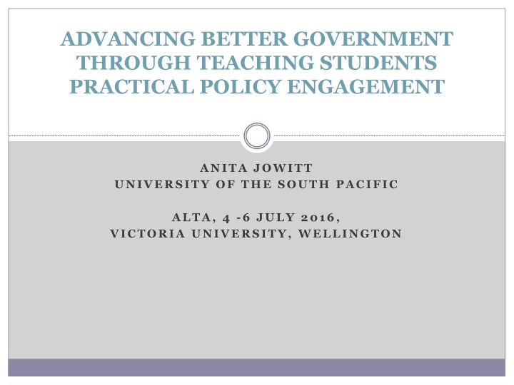 advancing better government through teaching n.w