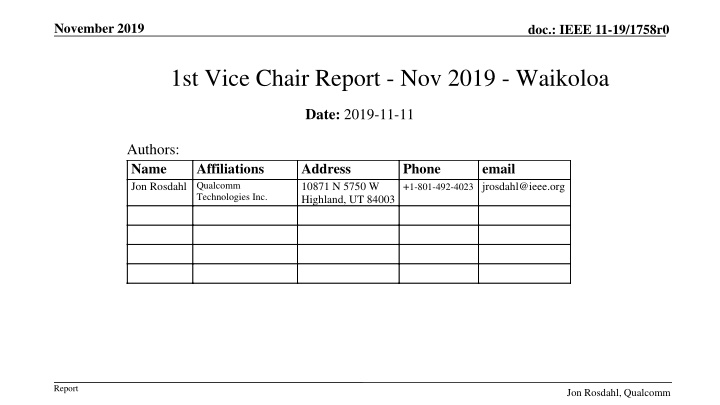 IEEE 802 Plenary Session November 2019 Report