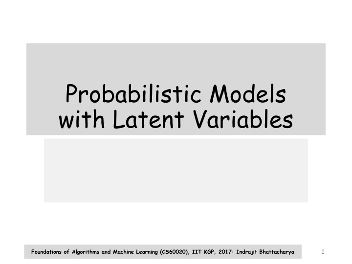 probabilistic models with latent variables n.w