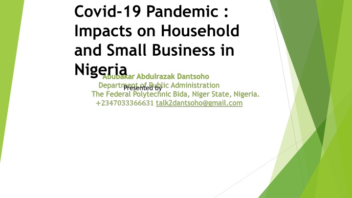 covid 19 pandemic impacts on household and small n.w