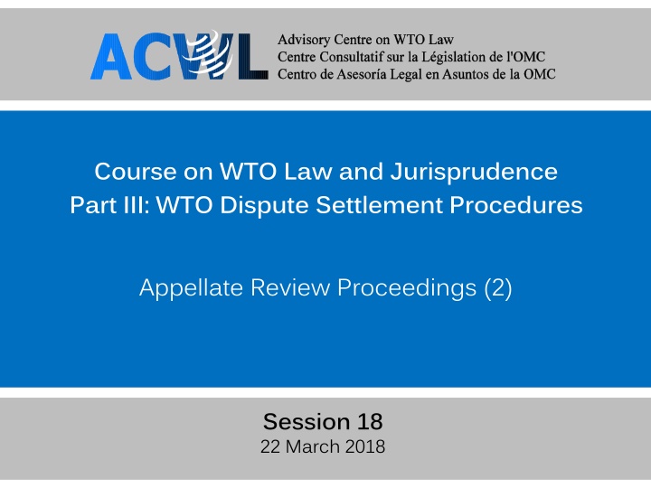 course on wto law and jurisprudence part n.w