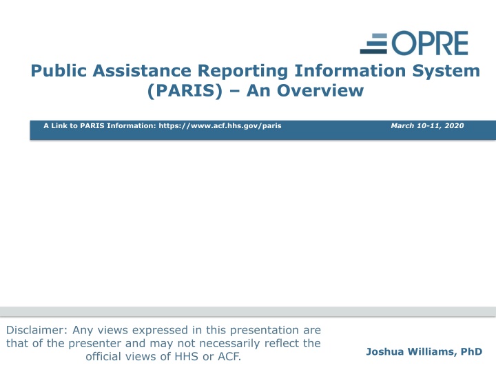 Overview of Public Assistance Reporting Information System