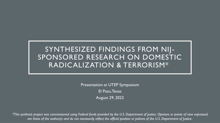 synthesized findings from nij sponsored research n.w