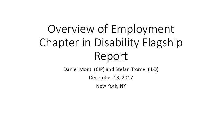 overview of employment chapter in disability n.w