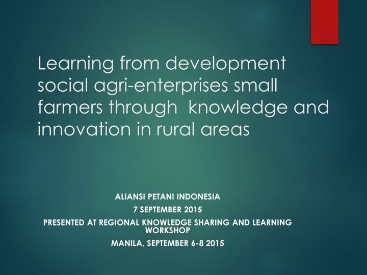 Learning from Social Agri-Enterprises in Rural Areas