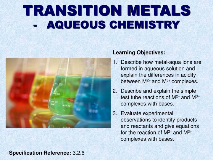 transition metals aqueous chemistry n.w