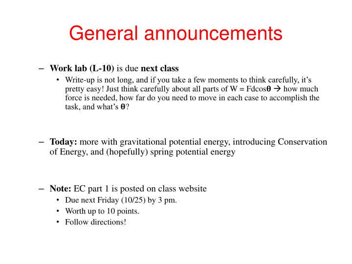 general announcements n.w