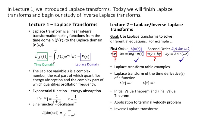Introduction to Laplace Transforms and Inverse Transformations