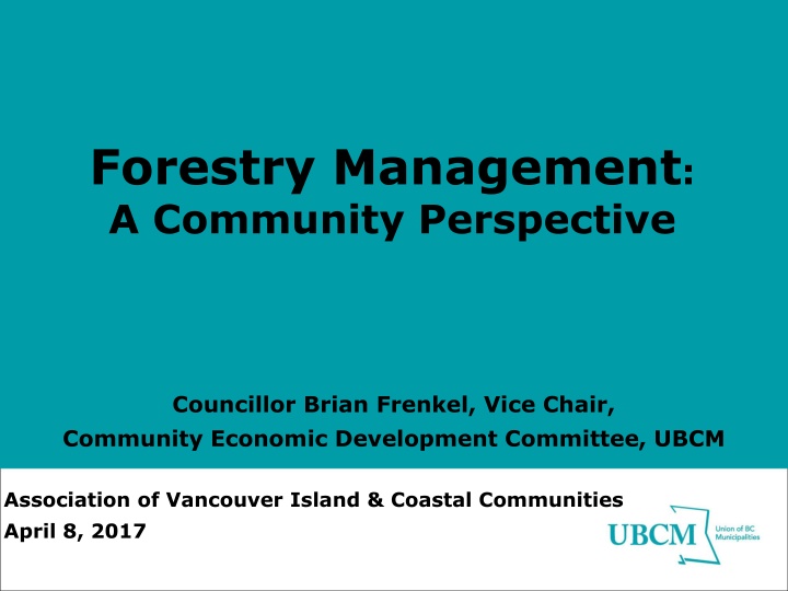 forestry management a community perspective n.w