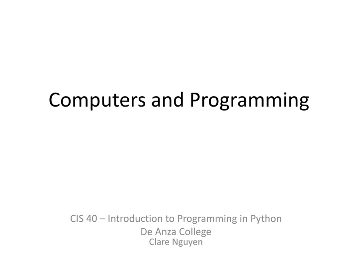 computers and programming n.w