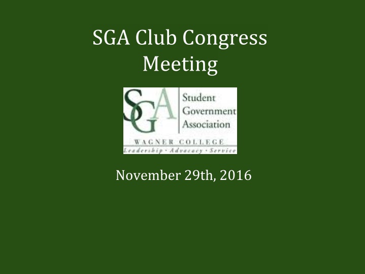 sga club congress meeting n.w