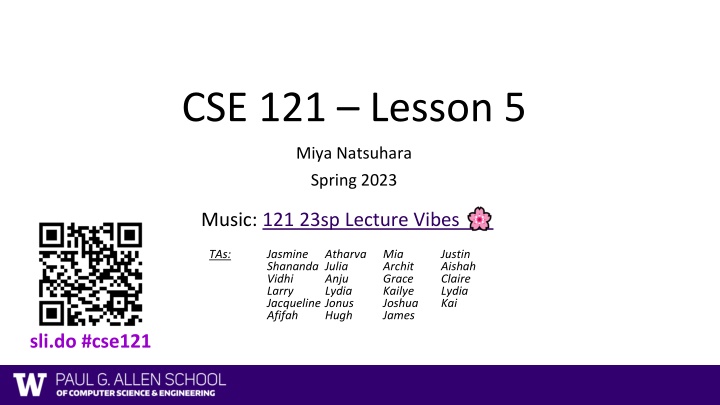 cse 121 lesson 5 n.w