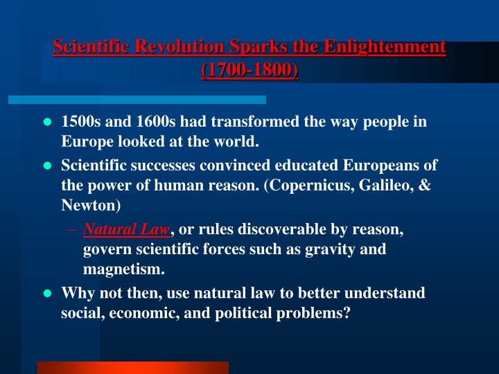 scientific revolution sparks the enlightenment n.w