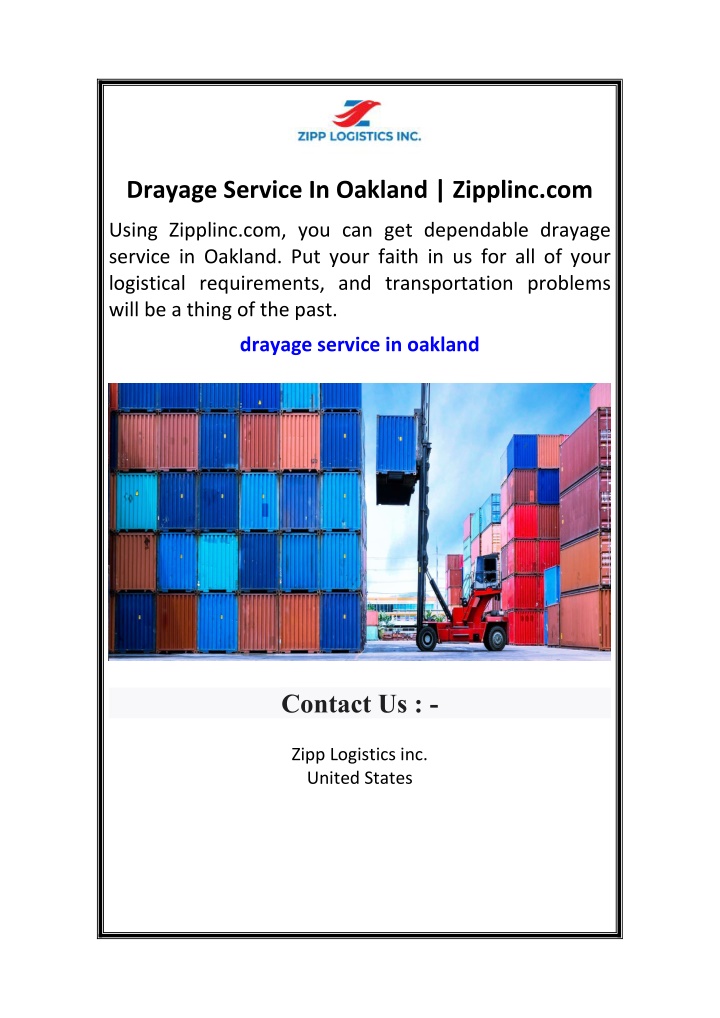 drayage service in oakland zipplinc com n.w