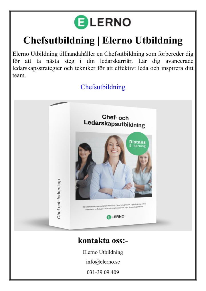 chefsutbildning elerno utbildning n.w