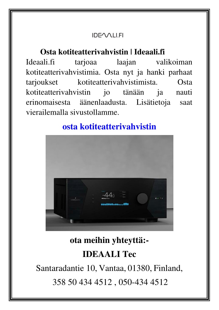 osta kotiteatterivahvistin ideaali fi ideaali n.w